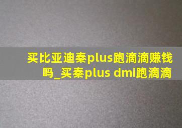 买比亚迪秦plus跑滴滴赚钱吗_买秦plus dmi跑滴滴